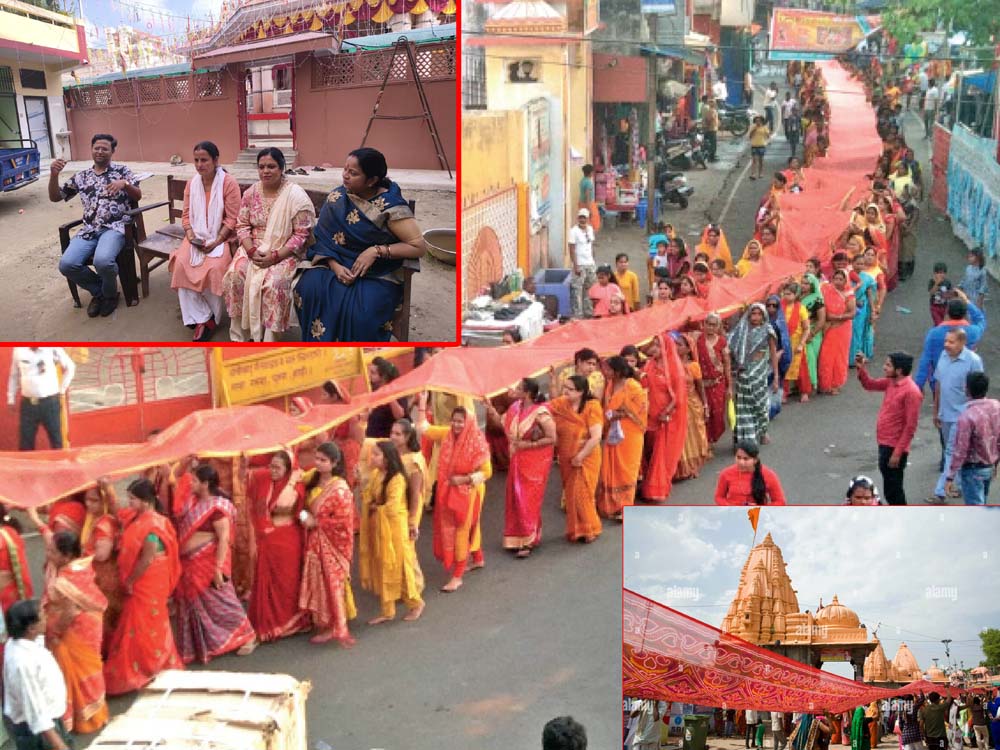 वीरगंजमा घटस्थापनाका दिन १५१ मिटर लामो चुनरी यात्रा